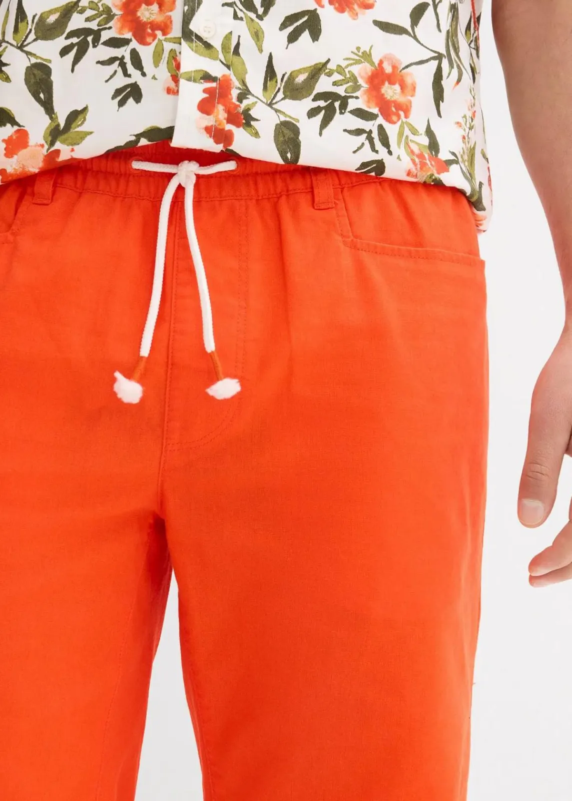 bonprix Große Größen|Shorts|Regular Fit Schlupf-Bermuda aus luftigem Leinen-Mix orange