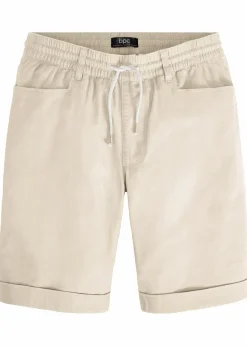 bonprix Hosen|Shorts|Regular Fit Schlupf-Bermuda aus luftigem Leinen-Mix sandbeige