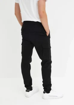 bonprix Große Größen|Hosen|Regular Fit Schlupf-Cargohose, Straight schwarz