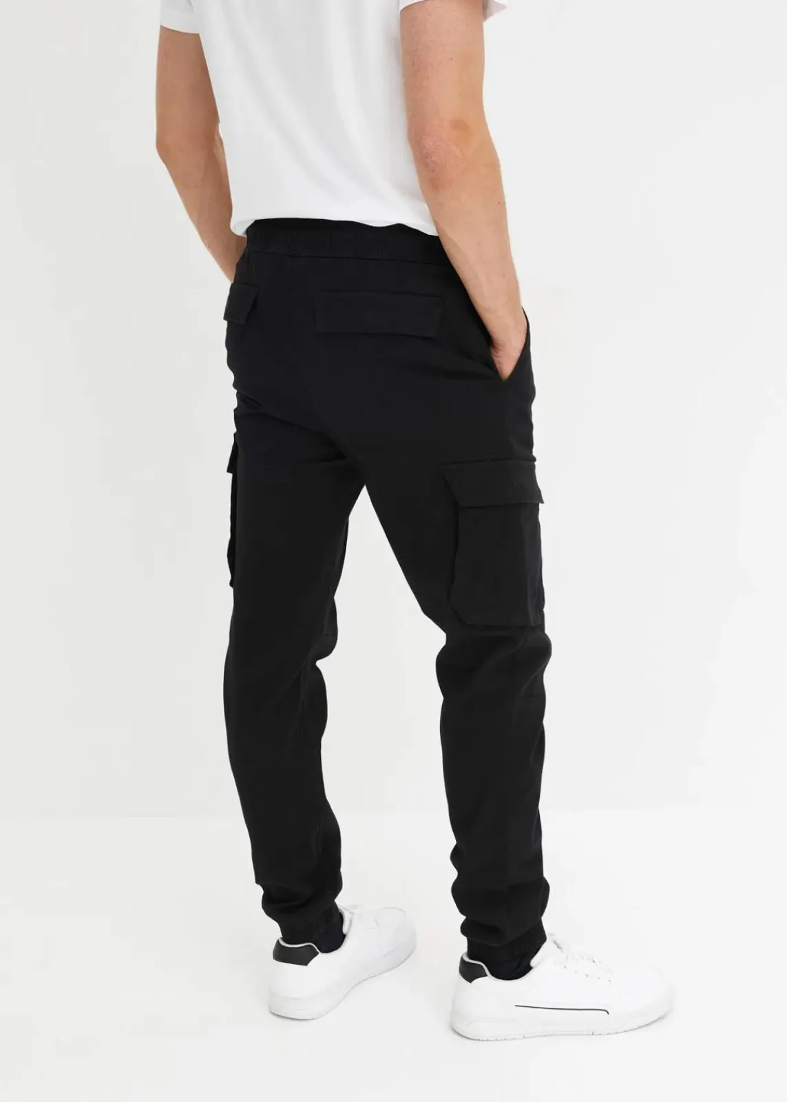bonprix Große Größen|Hosen|Regular Fit Schlupf-Cargohose, Straight schwarz