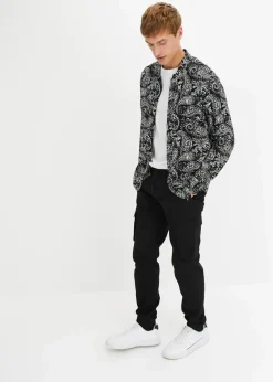 bonprix Große Größen|Hosen|Regular Fit Schlupf-Cargohose, Straight schwarz