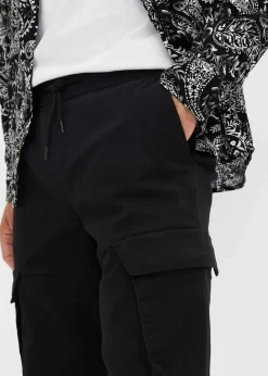 bonprix Große Größen|Hosen|Regular Fit Schlupf-Cargohose, Straight schwarz