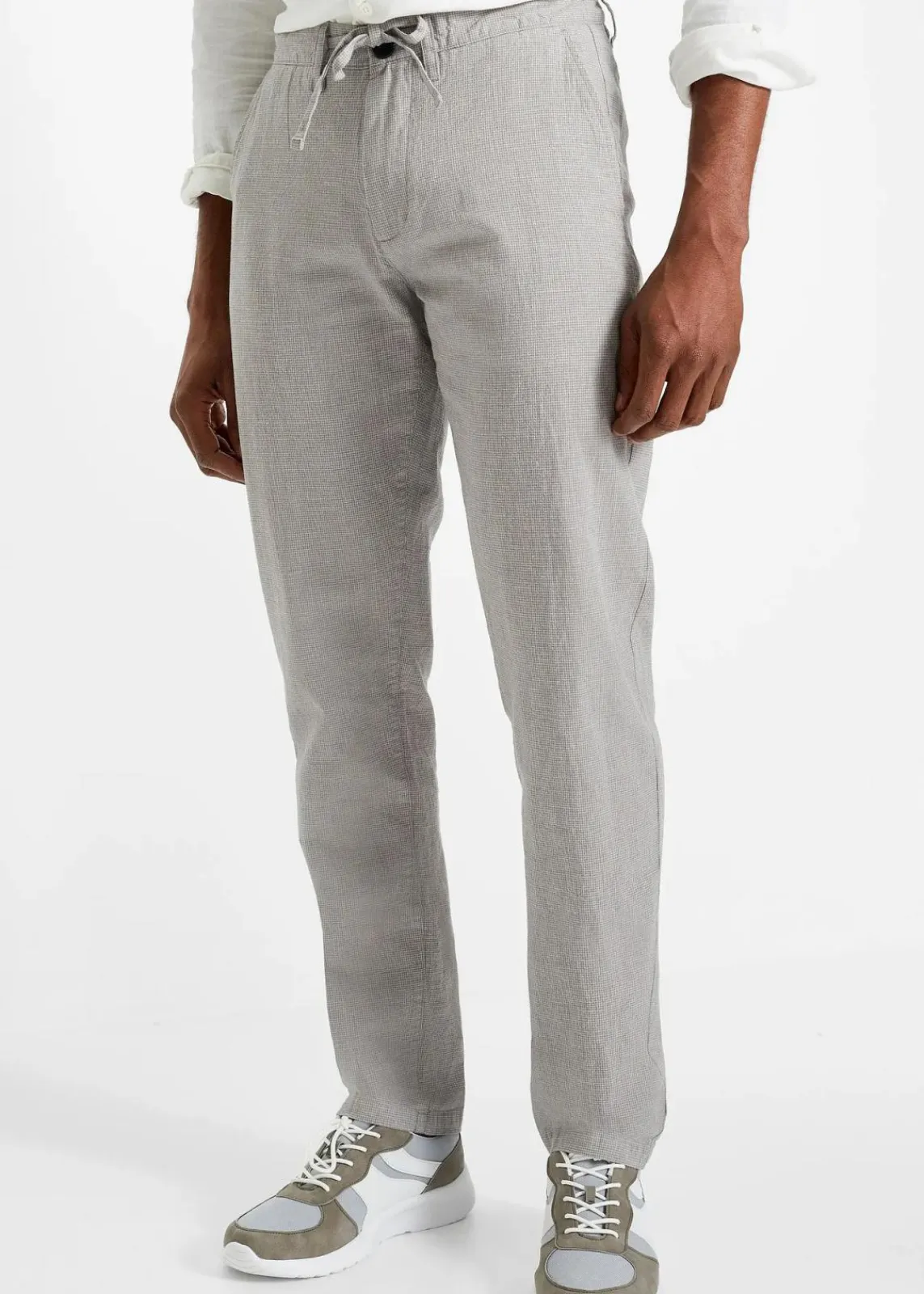 bonprix Große Größen|Hosen|Regular Fit Schlupf-Chinohose mit Leinen, Straight hellgrau meliert