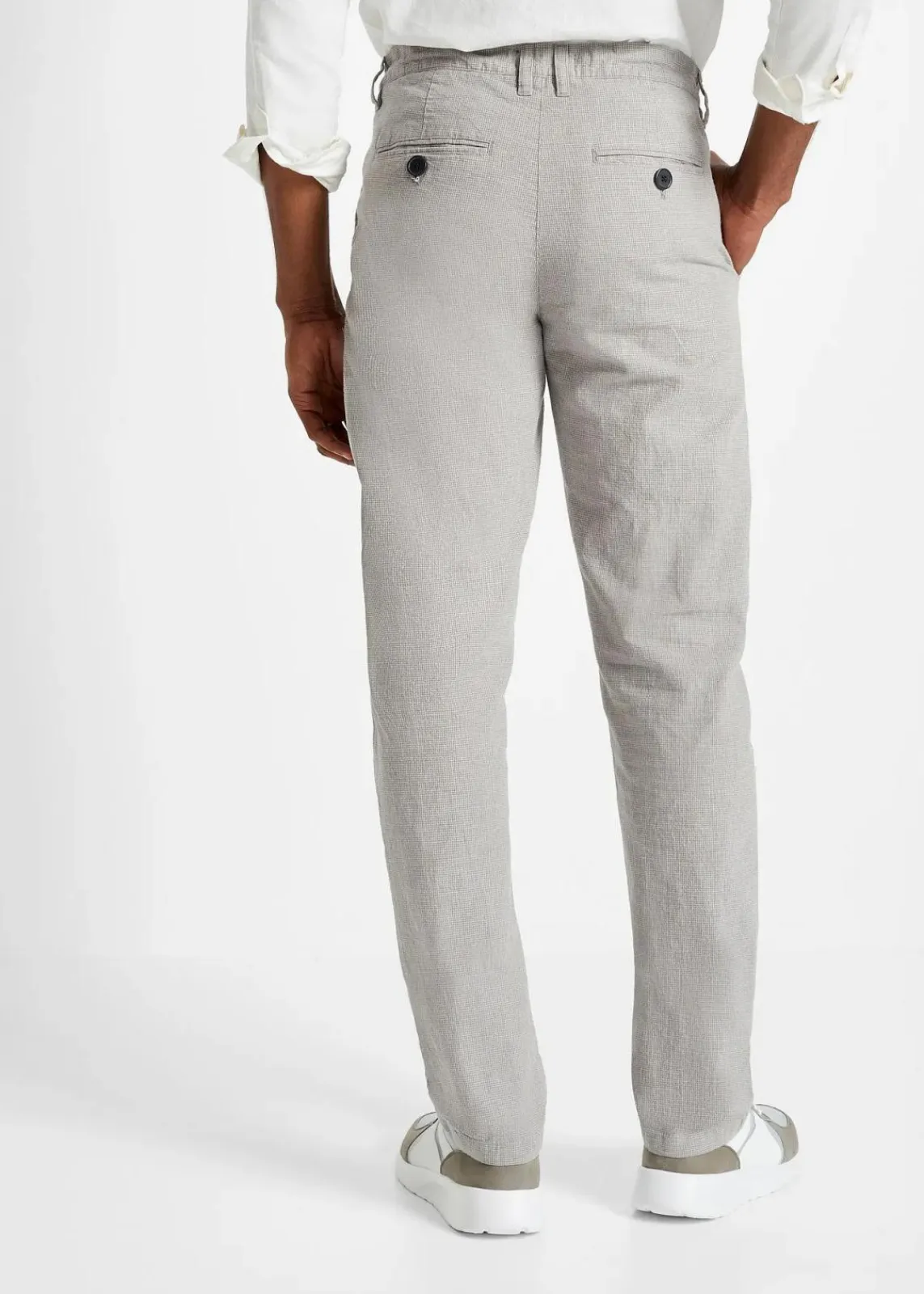 bonprix Große Größen|Hosen|Regular Fit Schlupf-Chinohose mit Leinen, Straight hellgrau meliert