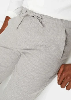 bonprix Große Größen|Hosen|Regular Fit Schlupf-Chinohose mit Leinen, Straight hellgrau meliert