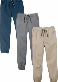 bonprix Jungen 2-8 Jahre·Jeans & Hosen|Jungen 2-8 Jahre·Mehrfachpacks|Regular Fit Schlupfhose aus reiner Baumwolle (3er Pack) dunkelblau+sand+rauchgrau