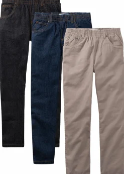 Regular Fit Schlupfhose aus reiner Baumwolle, Straight (3er-Pack)|bonprix Sale