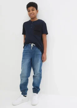 bonprix Jungen 9-16 Jahre·Jeans|Jungen 9-16 Jahre·Mehrfachpacks|Regular Fit Schlupfjeans mit Baumwolle (2er Pack) schwarz denim+blau denim