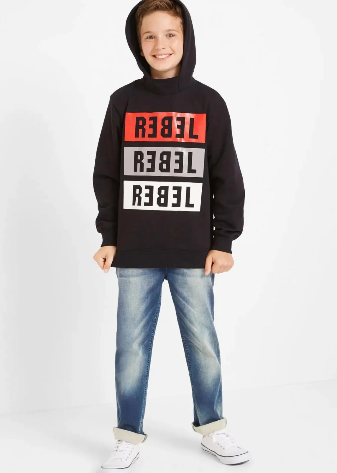 bonprix Jungen 9-16 Jahre·Bademode|Jungen 9-16 Jahre·Jeans|Regular Fit Schlupf-Sweat-Jeans, Straight blau denim