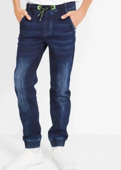 bonprix Jungen 9-16 Jahre·Bademode|Jungen 9-16 Jahre·Jeans|Regular Fit Schlupf-Sweat-Jeans, Tapered dunkelblau denim