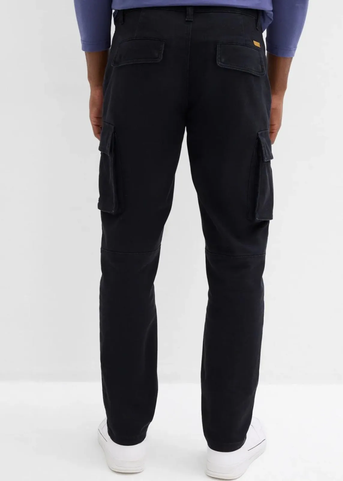 bonprix Große Größen|Outdoorbekleidung|Regular Fit Stretch-Cargohose aus robuster Bio-Baumwolle, Straight schwarz