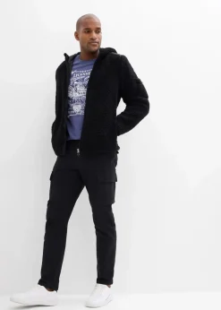 bonprix Große Größen|Outdoorbekleidung|Regular Fit Stretch-Cargohose aus robuster Bio-Baumwolle, Straight schwarz