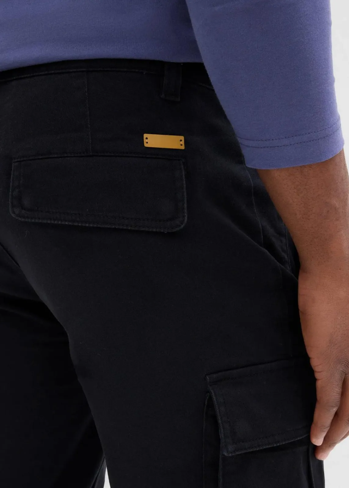 bonprix Große Größen|Outdoorbekleidung|Regular Fit Stretch-Cargohose aus robuster Bio-Baumwolle, Straight schwarz