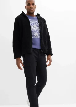 bonprix Große Größen|Outdoorbekleidung|Regular Fit Stretch-Cargohose aus robuster Bio-Baumwolle, Straight schwarz