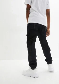 bonprix Jungen 9-16 Jahre·Bademode|Jungen 9-16 Jahre·Hosen|Regular Fit Stretch-Cargo-Schlupfhose schwarz
