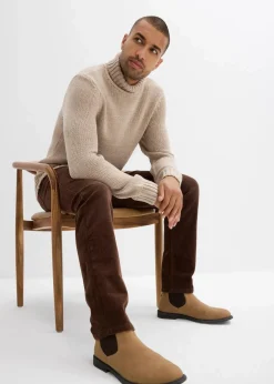 bonprix Große Größen|Hosen|Regular Fit Stretch-Cordhose in gewaschener Optik, Straight braun