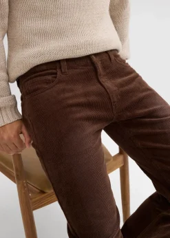 bonprix Große Größen|Hosen|Regular Fit Stretch-Cordhose in gewaschener Optik, Straight braun