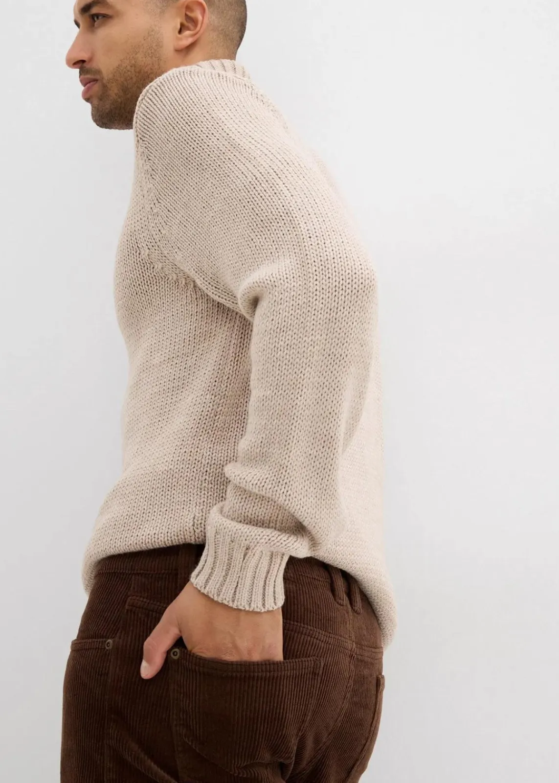 bonprix Große Größen|Hosen|Regular Fit Stretch-Cordhose in gewaschener Optik, Straight braun