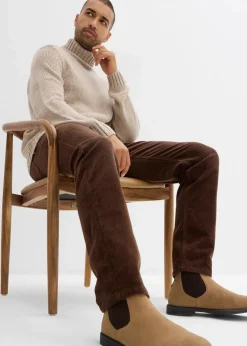 bonprix Große Größen|Hosen|Regular Fit Stretch-Cordhose in gewaschener Optik, Straight braun