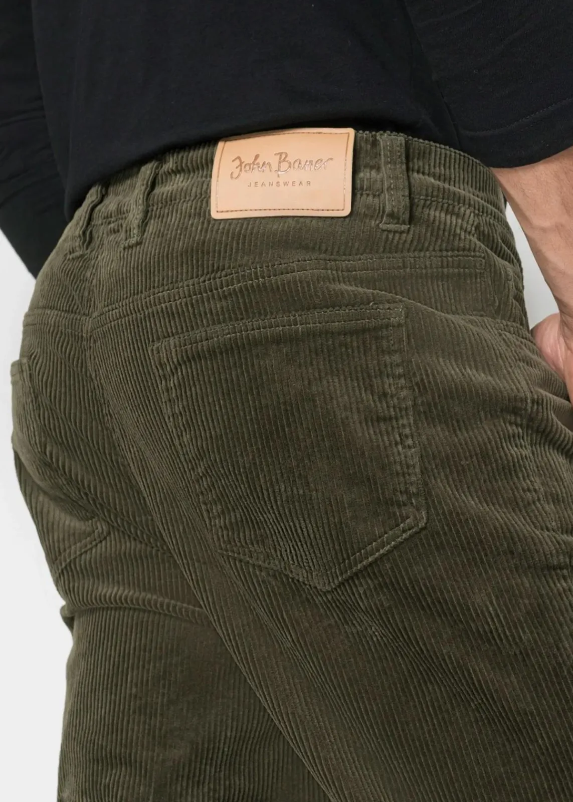 bonprix Hosen|Große Größen|Regular Fit Stretch-Cordhose mit Komfortschnitt dunkeloliv
