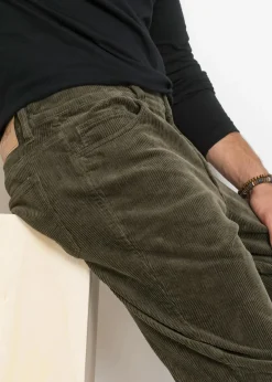 bonprix Hosen|Große Größen|Regular Fit Stretch-Cordhose mit Komfortschnitt dunkeloliv