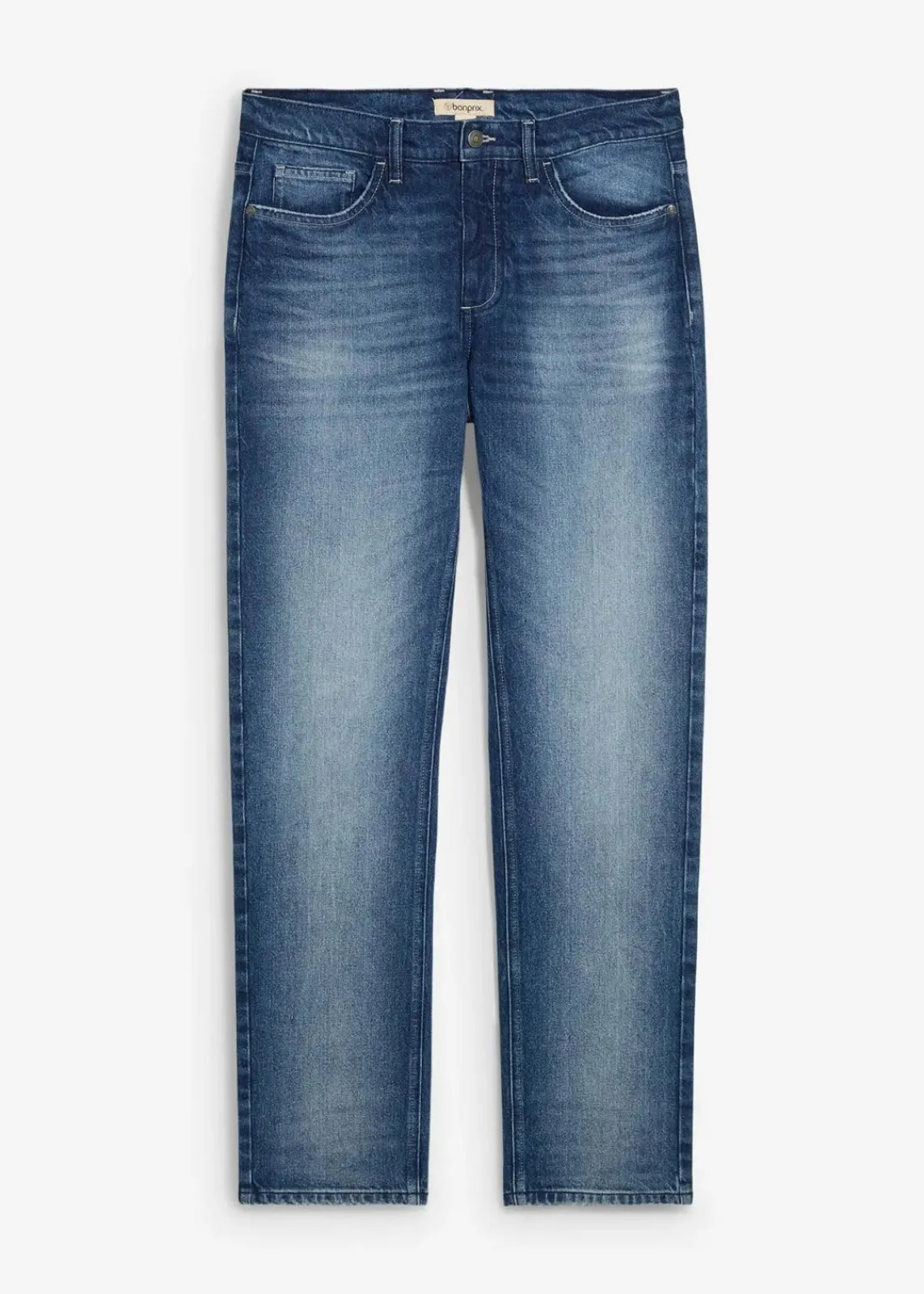 bonprix Große Größen|Jeans|Regular Fit Stretch-Jeans, Straight blau denim used