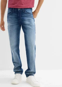bonprix Große Größen|Jeans|Regular Fit Stretch-Jeans, Straight blau denim used