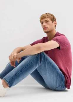 bonprix Große Größen|Jeans|Regular Fit Stretch-Jeans, Straight blau denim used