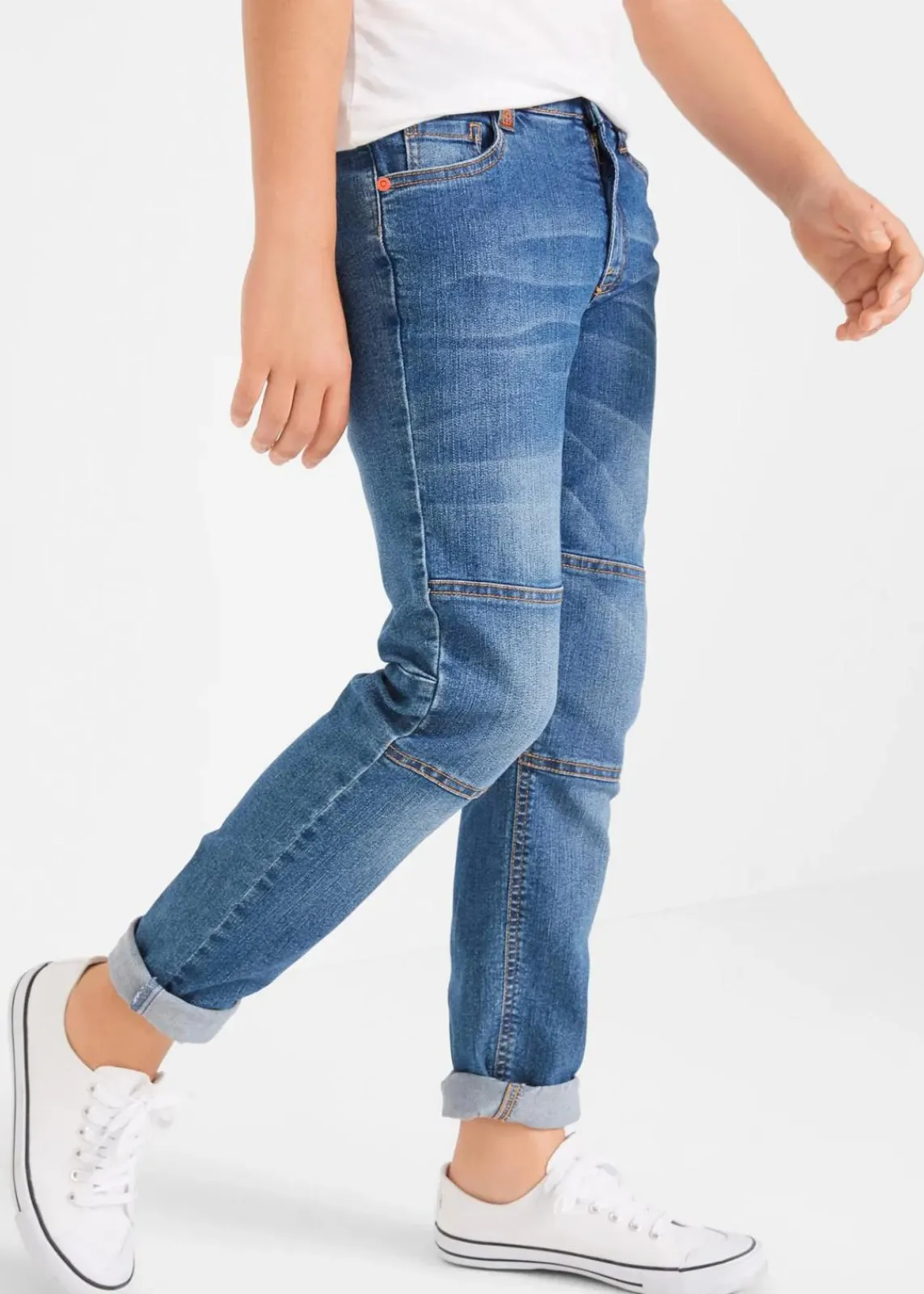 bonprix Jungen 9-16 Jahre·Bademode|Jungen 9-16 Jahre·Jeans|Regular Fit Stretch-Jeans mit verstärkter Kniepartie, Straight blau denim