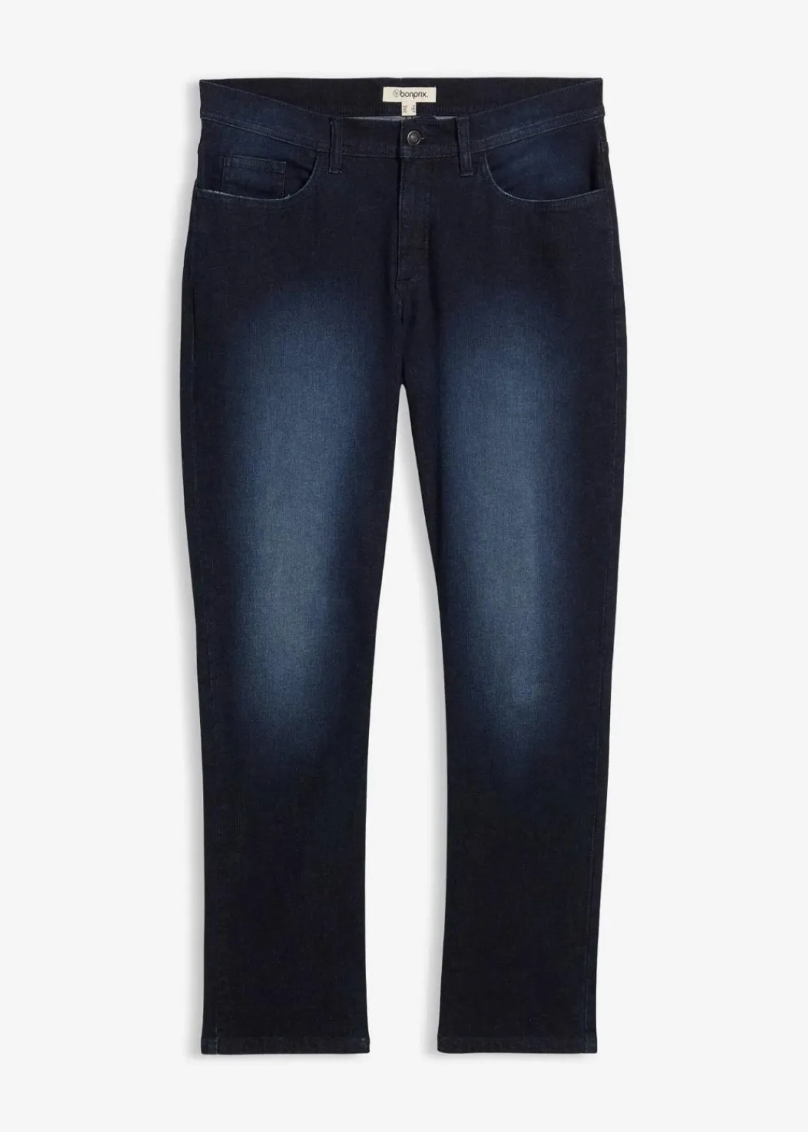 bonprix Jeans|Große Größen|Regular Fit Stretch-Jeans mit Komfortschnitt, Straight dunkelblau denim