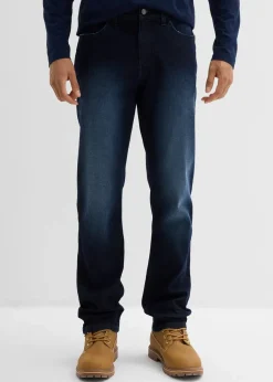 bonprix Jeans|Große Größen|Regular Fit Stretch-Jeans mit Komfortschnitt, Straight dunkelblau denim