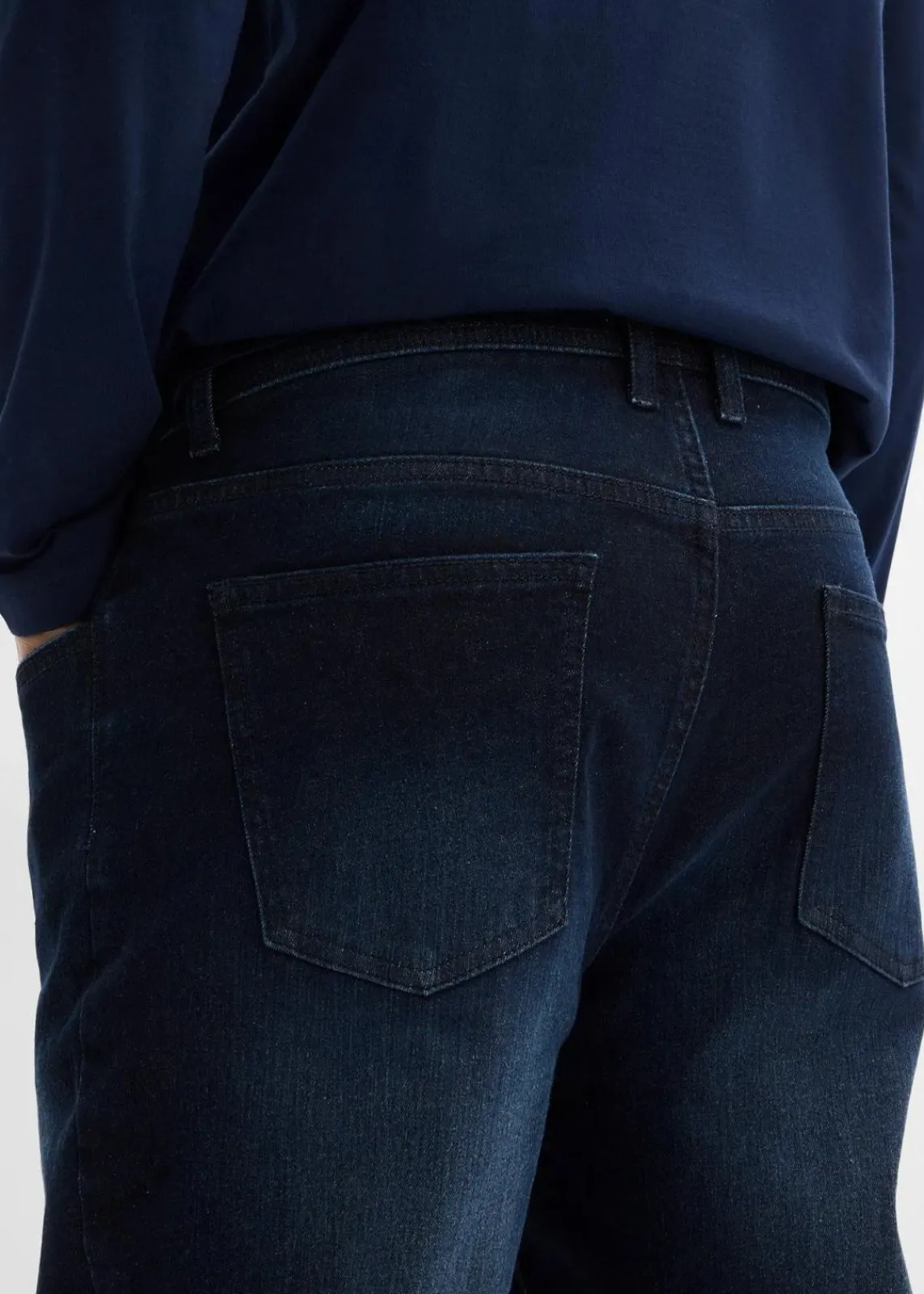 bonprix Jeans|Große Größen|Regular Fit Stretch-Jeans mit Komfortschnitt, Straight dunkelblau denim