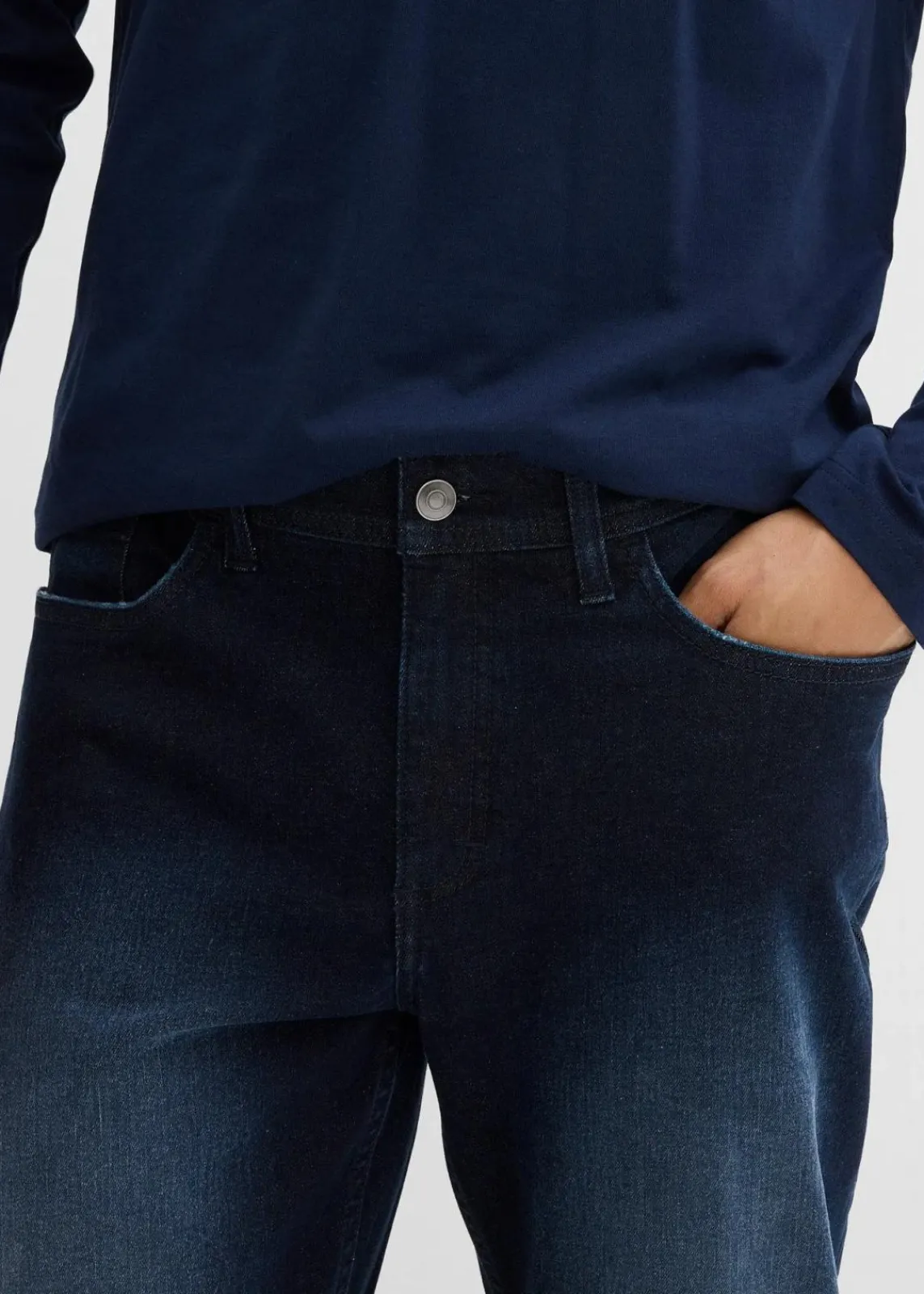 bonprix Jeans|Große Größen|Regular Fit Stretch-Jeans mit Komfortschnitt, Straight dunkelblau denim