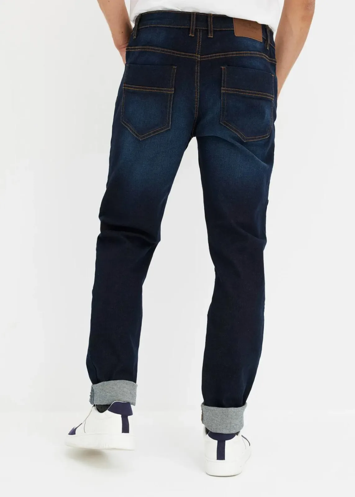 bonprix Große Größen|Jeans|Regular Fit Stretch-Jeans m. Komfortschnitt, Tapered dunkelblau denim