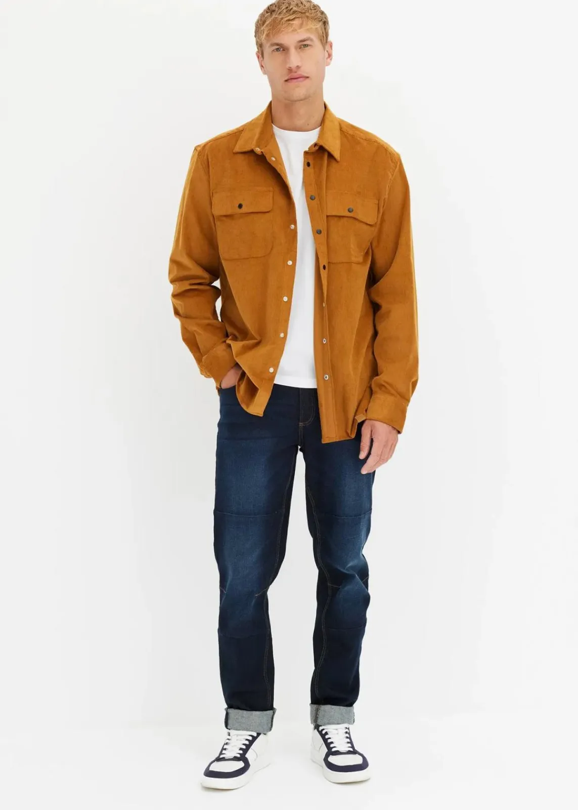 bonprix Große Größen|Jeans|Regular Fit Stretch-Jeans m. Komfortschnitt, Tapered dunkelblau denim