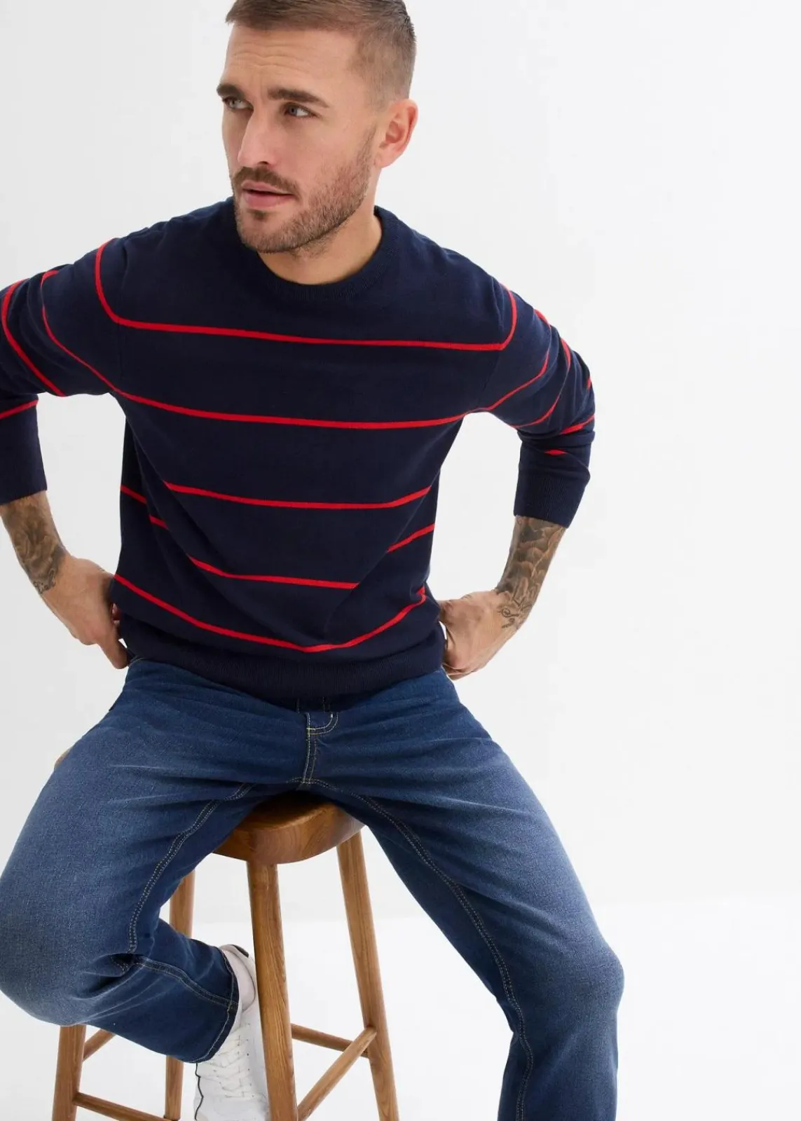 bonprix Große Größen|Jeans|Regular Fit Stretch-Jeans, Straight dunkelblau denim