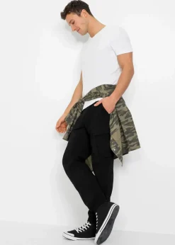 Regular Fit Stretch-Schlupfhose mit Cargotaschen, Straight|bonprix New