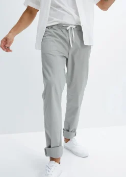 bonprix Hosen|Basics|Regular Fit Stretch-Schlupfhose, Straight grau