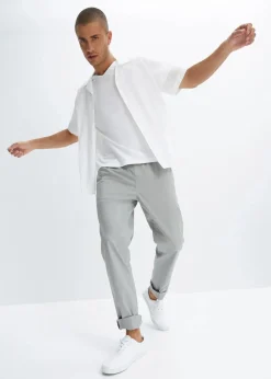 bonprix Hosen|Basics|Regular Fit Stretch-Schlupfhose, Straight grau