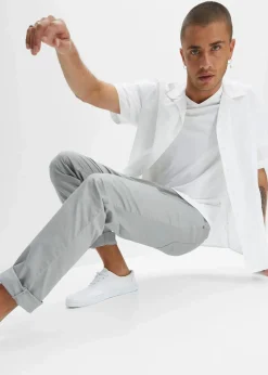 bonprix Hosen|Basics|Regular Fit Stretch-Schlupfhose, Straight grau