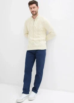 bonprix Hosen|Thermobekleidung|Regular Fit Stretch-Thermohose mit flauschigem Flanellfutter, Straight dunkelblau