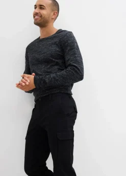 bonprix Hosen|Thermobekleidung|Regular Fit Stretch-Thermo-Cargohose, Straight schwarz