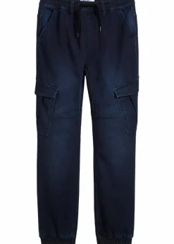 bonprix Jungen 9-16 Jahre·Bademode|Jungen 9-16 Jahre·Jeans|Regular Fit Sweat-Schlupfjeans mit Cargotaschen dunkelblau denim