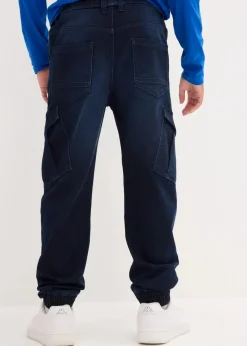 bonprix Jungen 9-16 Jahre·Bademode|Jungen 9-16 Jahre·Jeans|Regular Fit Sweat-Schlupfjeans mit Cargotaschen dunkelblau denim