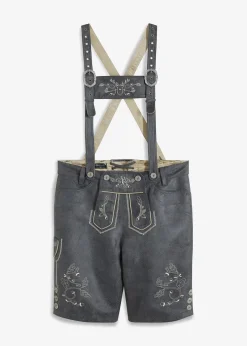 bonprix Große Größen|Trachtenmode|Regular Fit Trachten-Hose aus Lederimitat anthrazit