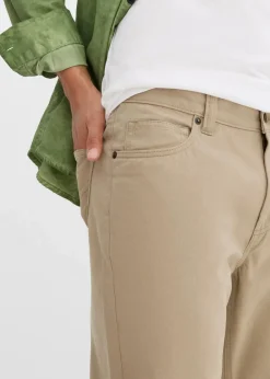 bonprix Hosen|Basics|Regular Fit Twillhose aus reiner Baumwolle, Straight new khaki