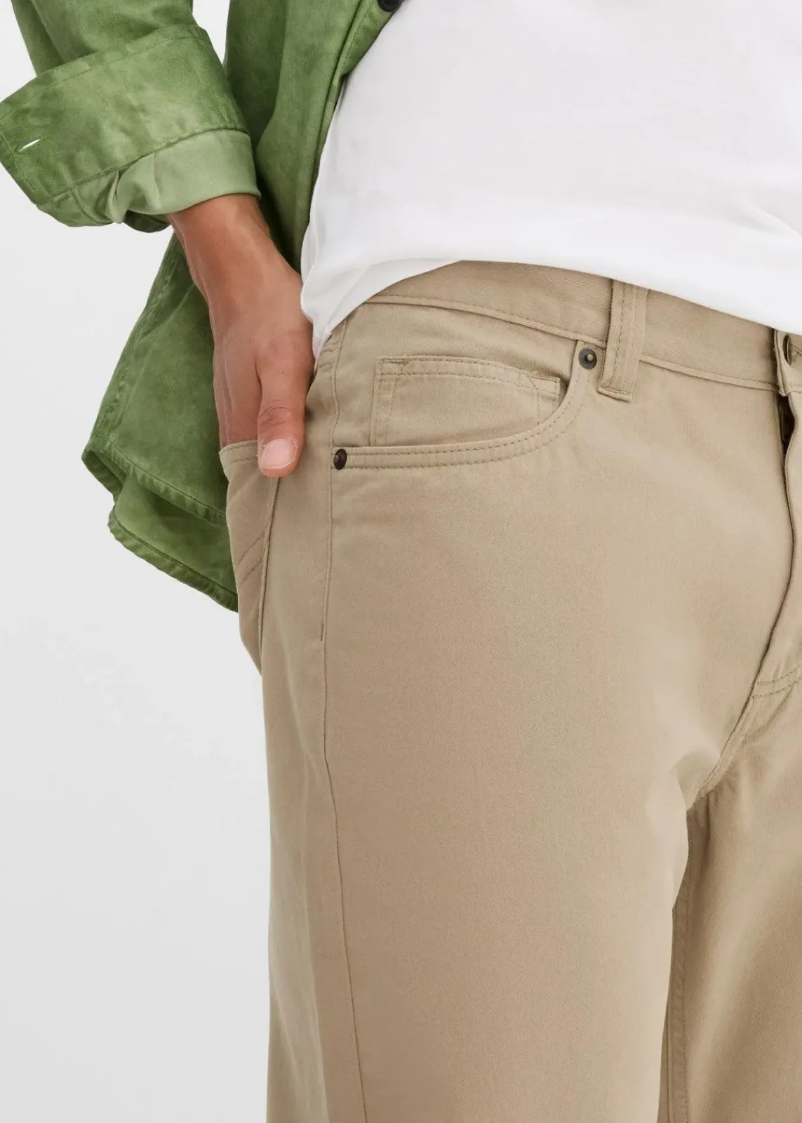 bonprix Hosen|Basics|Regular Fit Twillhose aus reiner Baumwolle, Straight new khaki