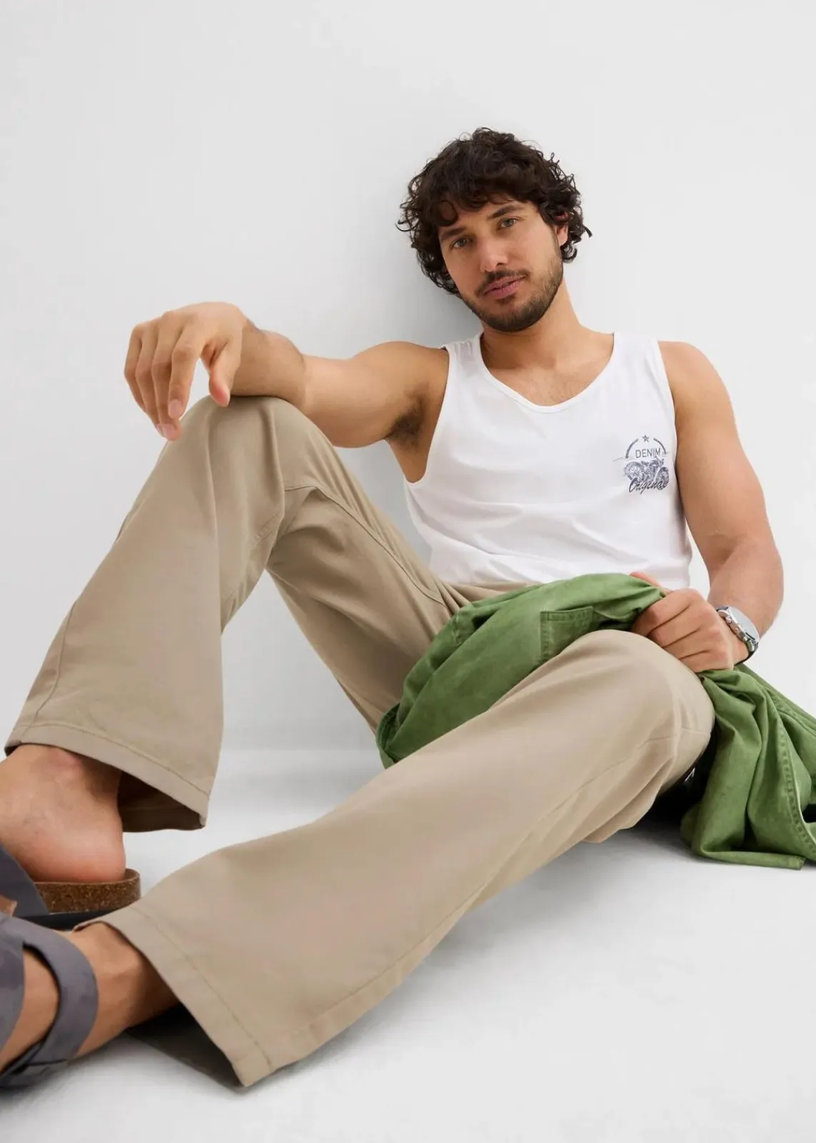 bonprix Hosen|Basics|Regular Fit Twillhose aus reiner Baumwolle, Straight new khaki