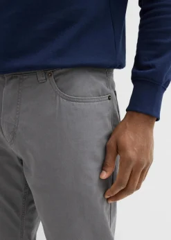 bonprix Hosen|Basics|Regular Fit Twillhose aus reiner Baumwolle, Straight rauchgrau