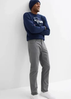 bonprix Hosen|Basics|Regular Fit Twillhose aus reiner Baumwolle, Straight rauchgrau